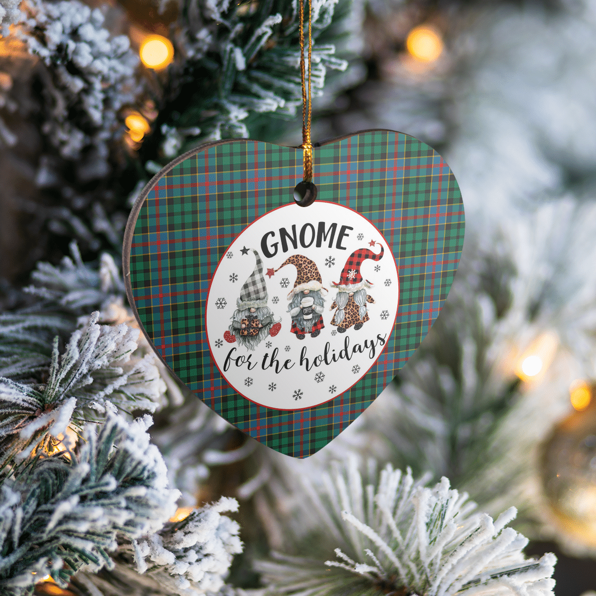 Clan Byres 1 Tartan Gnome Heart Ceramic Ornament MS60 Byres 1 Tartan Gnome Tartan Christmas   