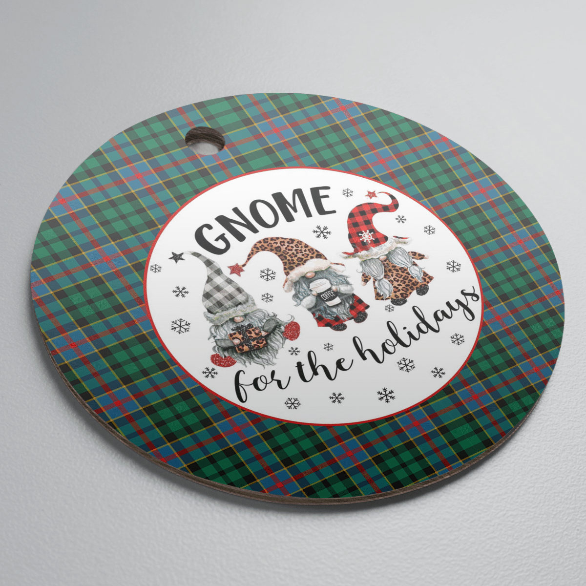 Clan Byres 1 Tartan Gnome Round Ceramic Ornament FG62 Byres 1 Tartan Tartan Christmas   