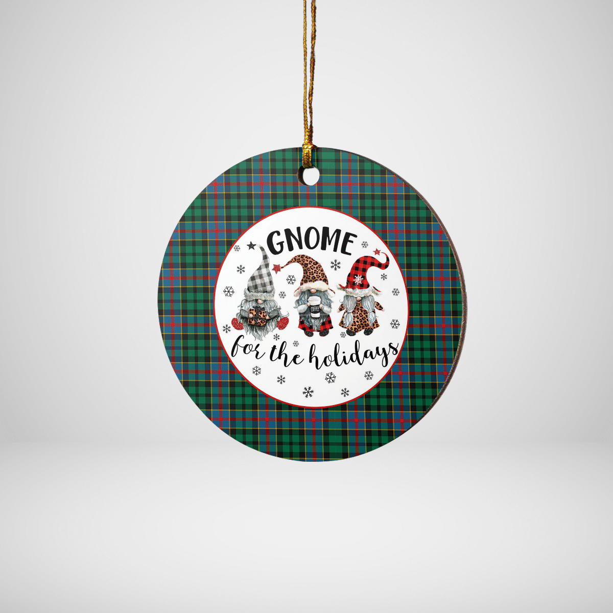 Clan Byres 1 Tartan Gnome Round Ceramic Ornament FG62 Byres 1 Tartan Tartan Christmas   