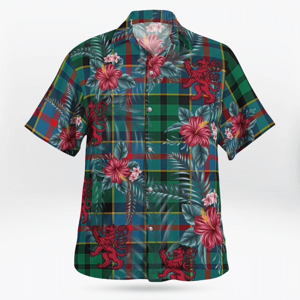 Clan Byres 1 Tartan Scottish Lion Hawaiian Shirt JT85 Byres 1 Tartan Tartan Hawaii Shirt   
