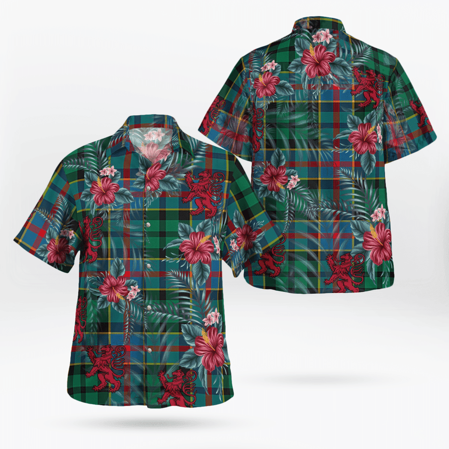 Clan Byres 1 Tartan Scottish Lion Hawaiian Shirt JT85 Byres 1 Tartan Tartan Hawaii Shirt   