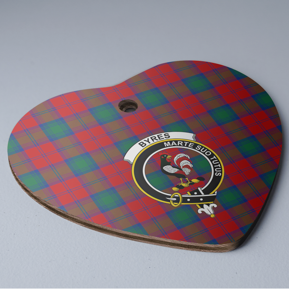 Clan Byres 2 Tartan Crest Heart Ceramic Ornament NJ58 Byres 2 Tartan Tartan Christmas   