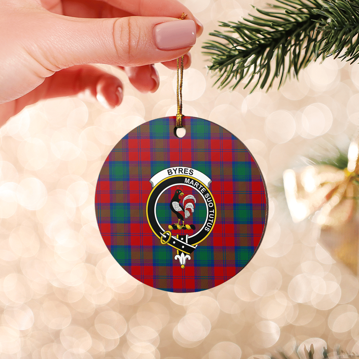Clan Byres 2 Tartan Crest Round Ceramic Ornament AW57 Byres 2 Tartan Tartan Christmas   