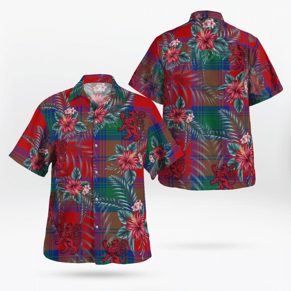 Clan Byres 2 Tartan Scottish Lion Hawaiian Shirt FN91 Byres 2 Tartan Tartan Hawaii Shirt   