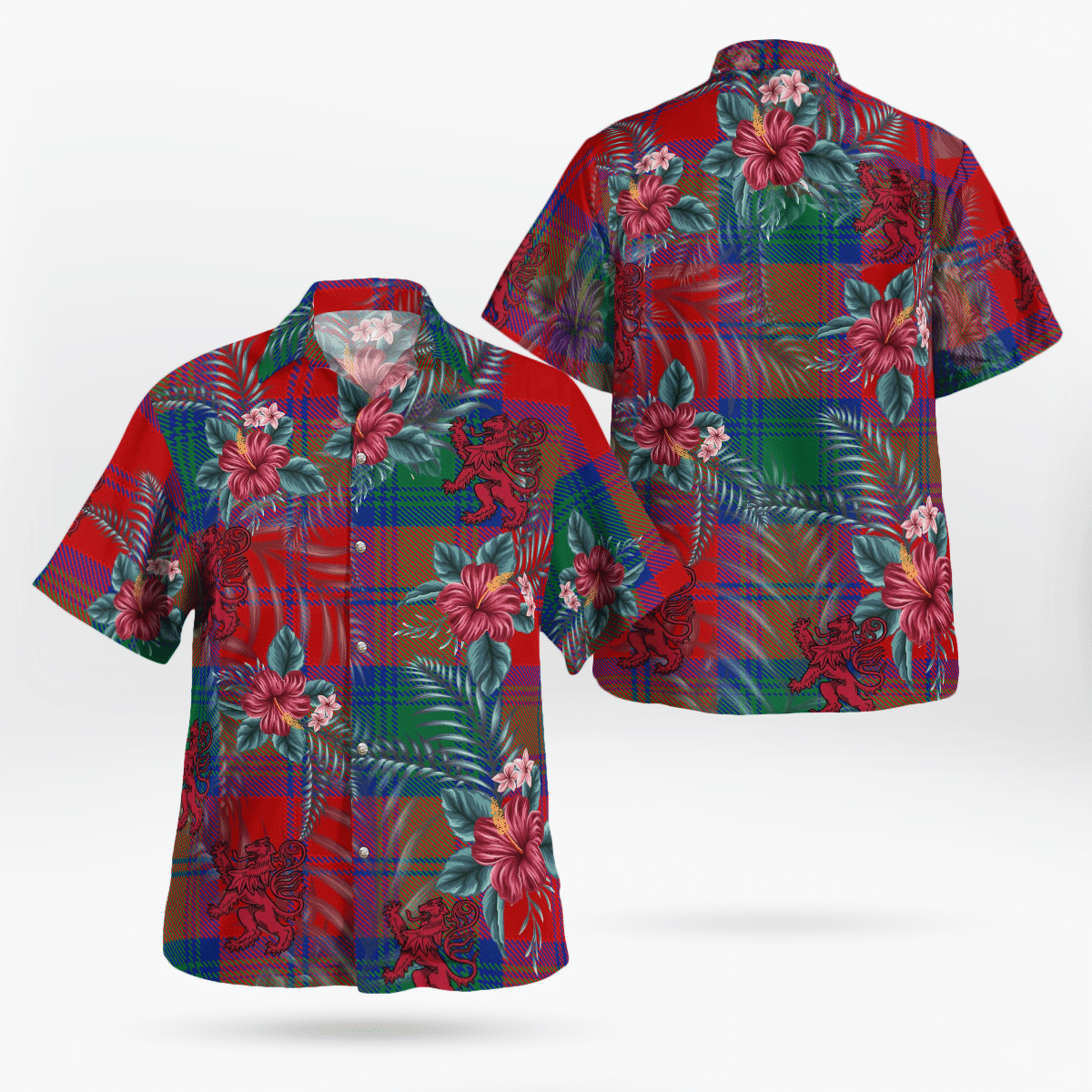 Clan Byres 2 Tartan Scottish Lion Hawaiian Shirt FN91 Byres 2 Tartan Tartan Hawaii Shirt   