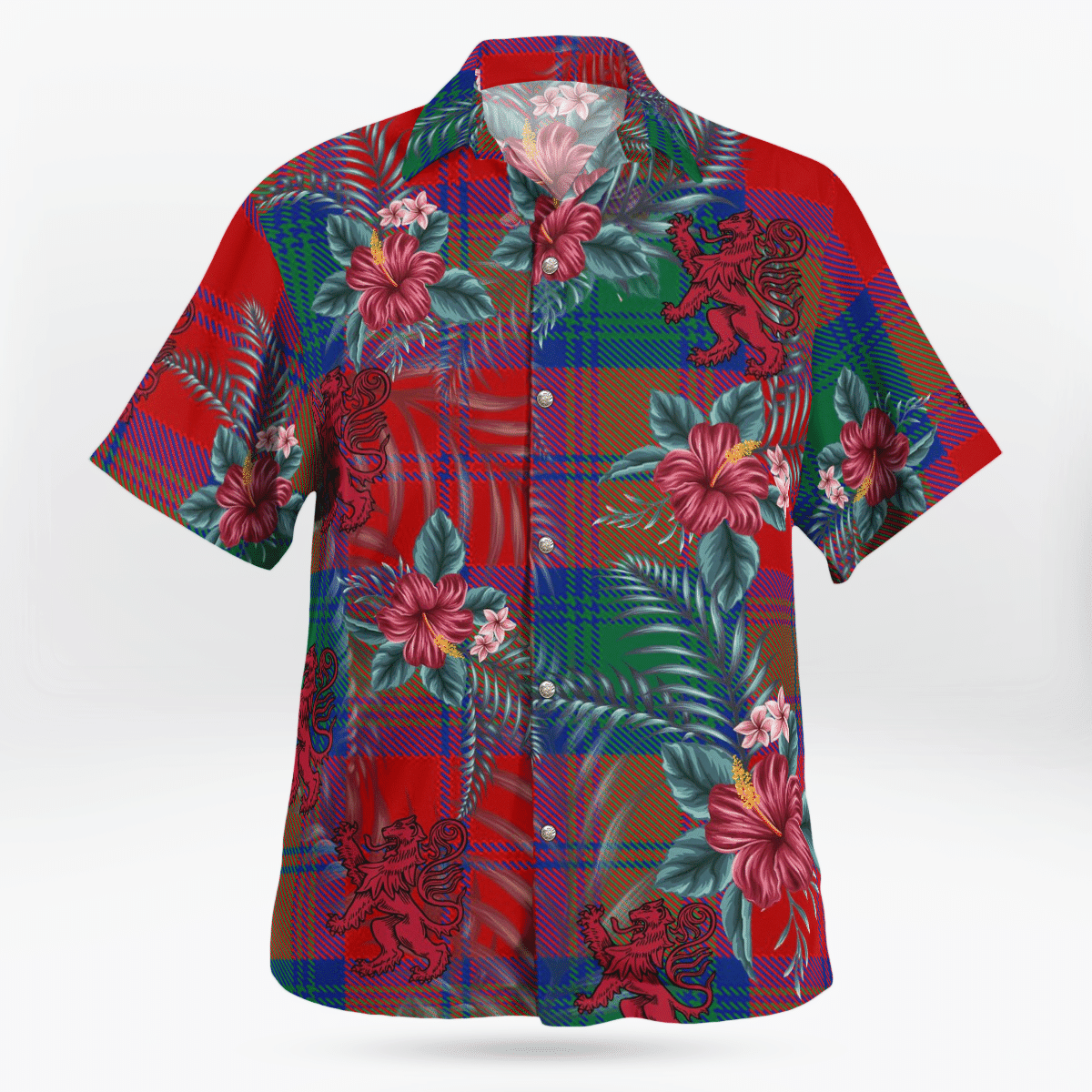 Clan Byres 2 Tartan Scottish Lion Hawaiian Shirt FN91 Byres 2 Tartan Tartan Hawaii Shirt   