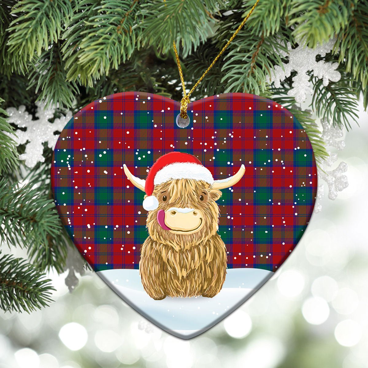 Clan Byres Tartan Christmas Ceramic Ornament Highland Cows Style IH45 Byres Tartan Tartan Ornament   