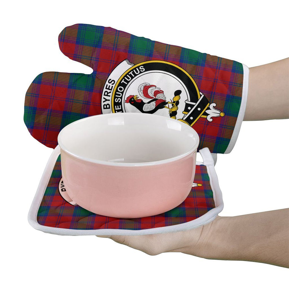 Clan Byres Tartan Crest Oven Mitt And Pot Holder (2 Oven Mitts + 1 Pot Holder) PM69 Clan Byres Tartan Today   