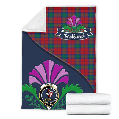 Clan Byres Tartan Crest Premium Blanket Thistle Style