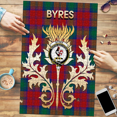 Clan Byres Tartan Crest Thistle Jigsaw Puzzles Gift For Family