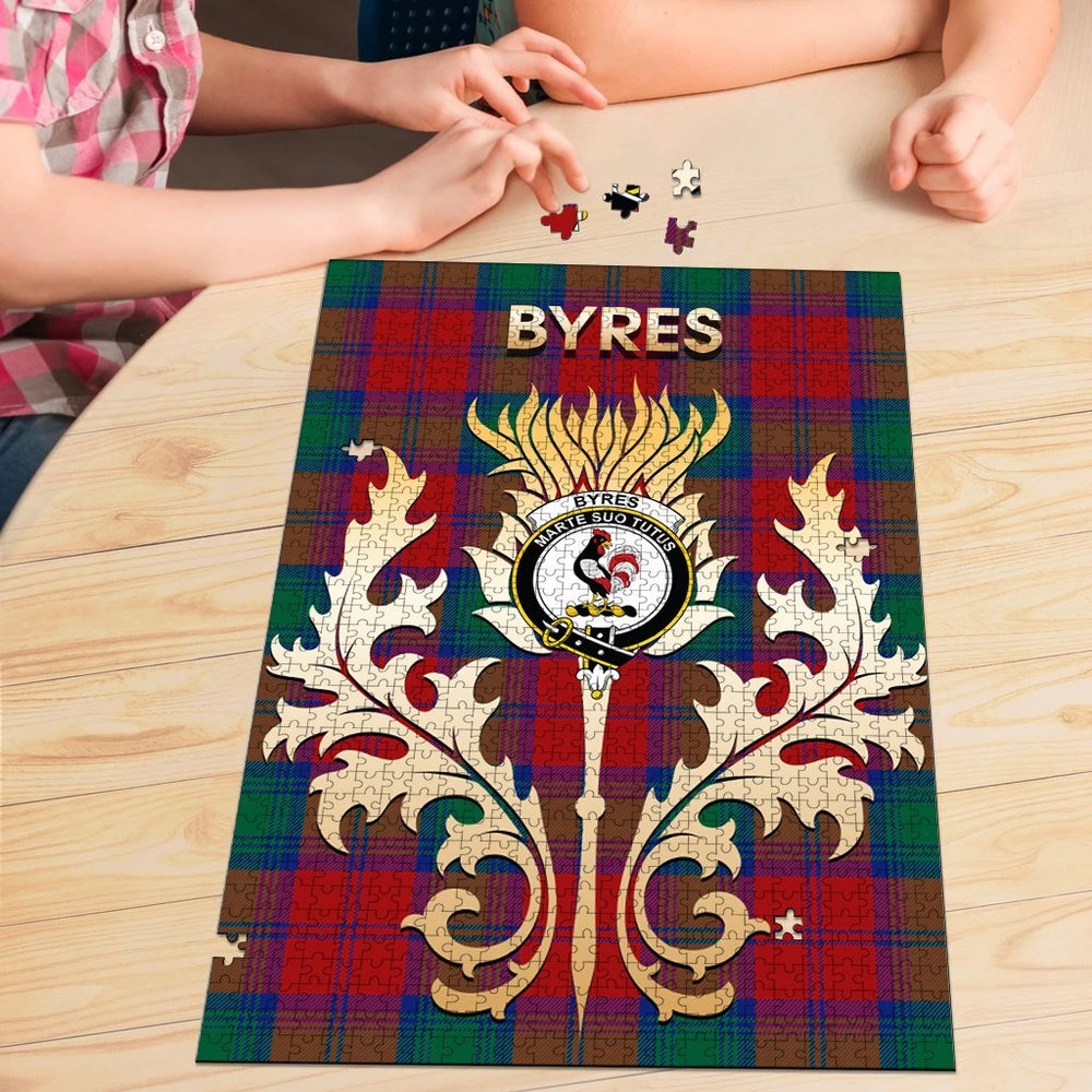 Clan Byres Tartan Crest Thistle Jigsaw Puzzles Gift For Family GB78 Clan Byres Tartan Today   