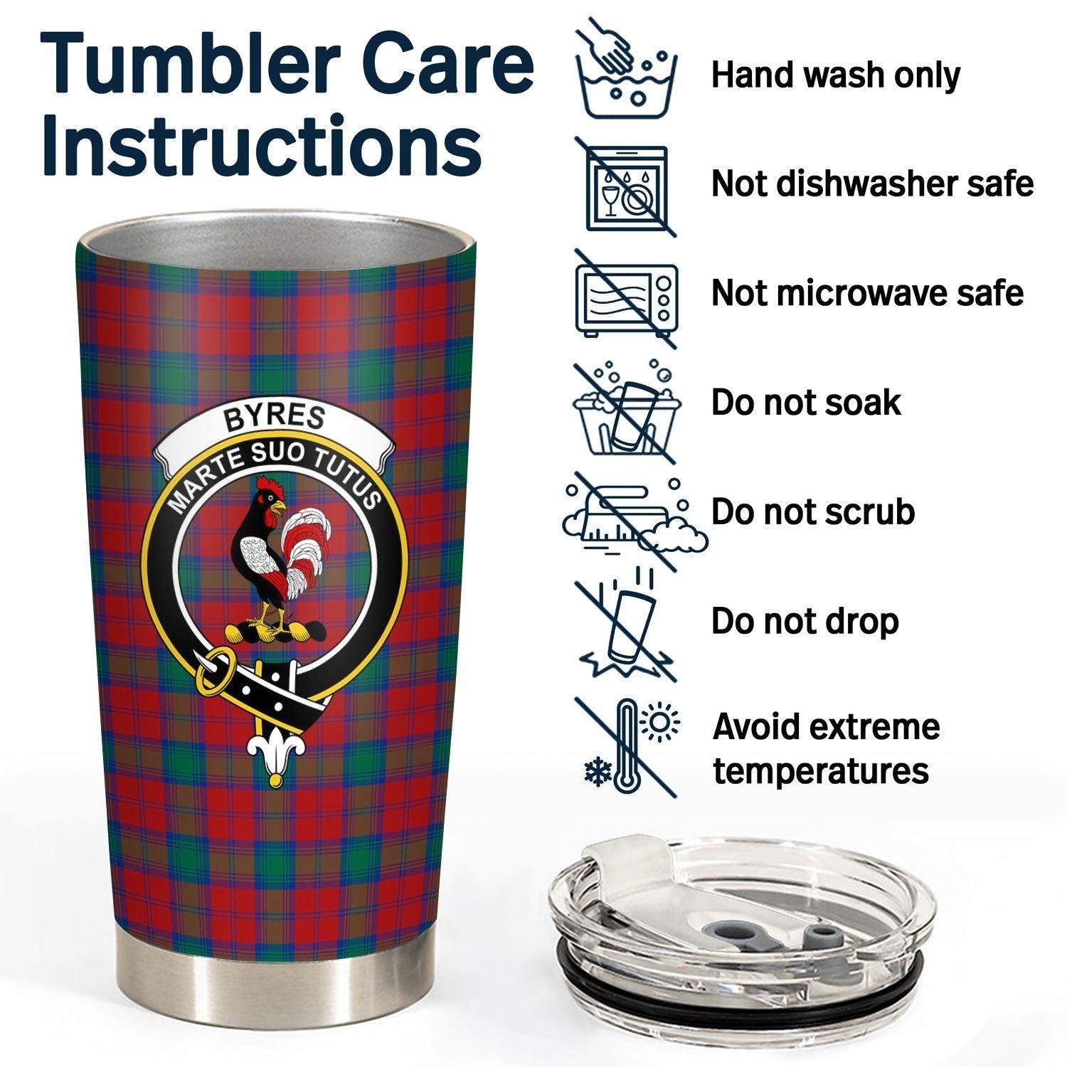Clan Byres Tartan Crest Tumbler PB14 Clan Byres Tartan Today   