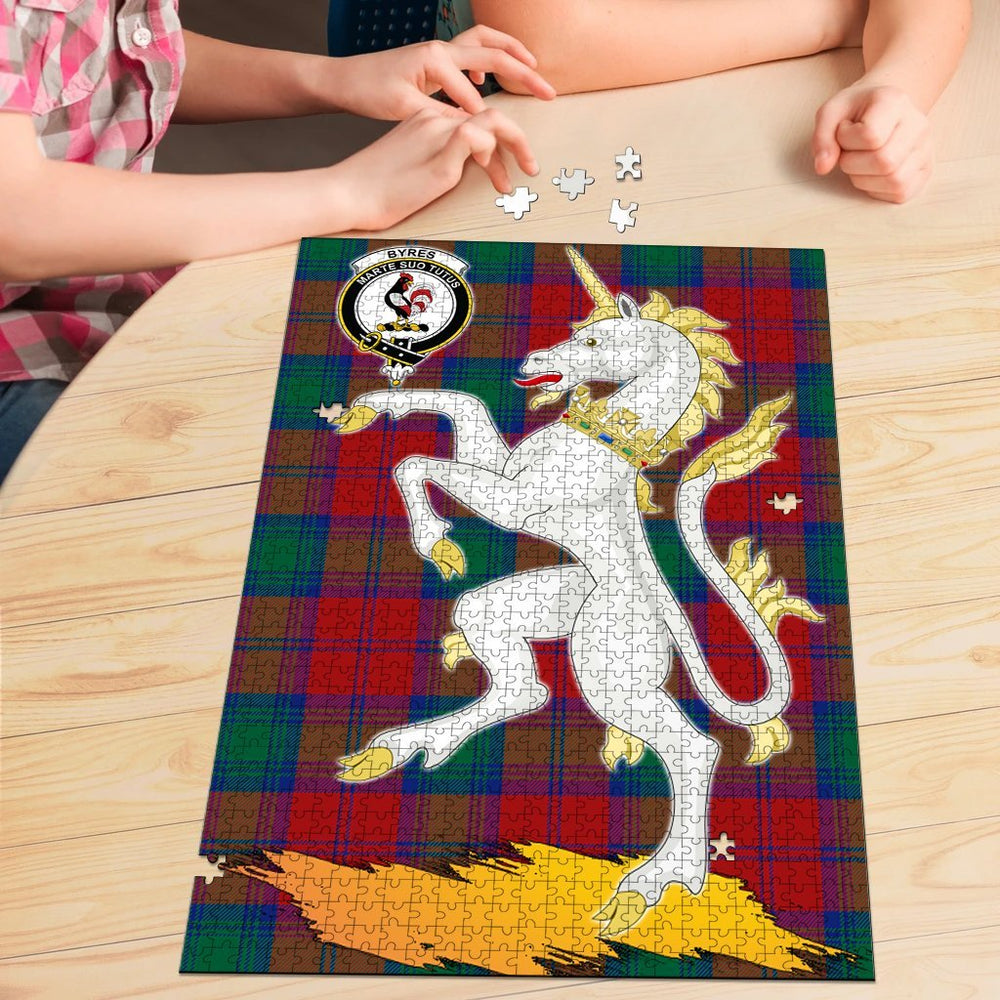 Clan Byres Tartan Crest Unicorn Scotland Jigsaw Puzzles Gift For Family LQ85 Clan Byres Tartan Today   