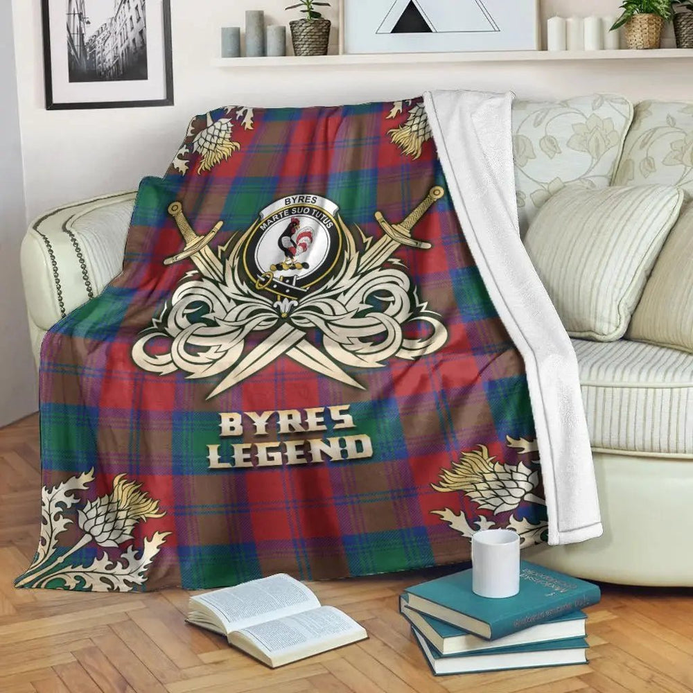 Clan Byres Tartan Gold Courage Symbol Blanket UE21 Clan Byres Tartan Today   