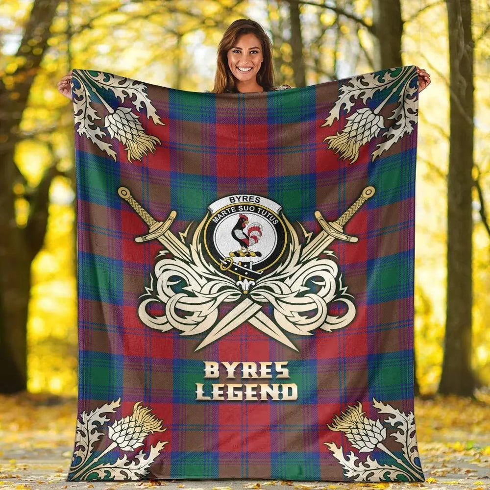 Clan Byres Tartan Gold Courage Symbol Blanket UE21 Clan Byres Tartan Today   