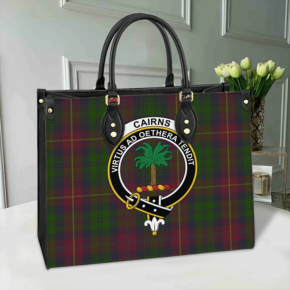 Clan Cairns Tartan Crest Leather Bag CA65 Clan Cairns Tartan Today   