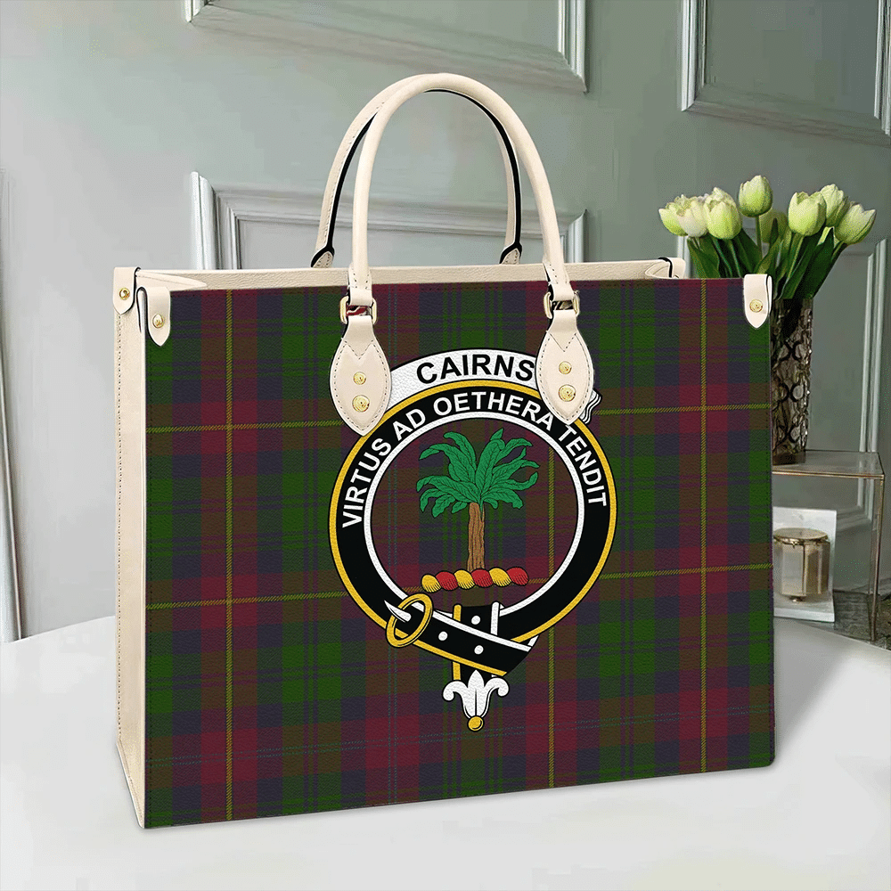 Clan Cairns Tartan Crest Leather Bag CA65 Clan Cairns Tartan Today   
