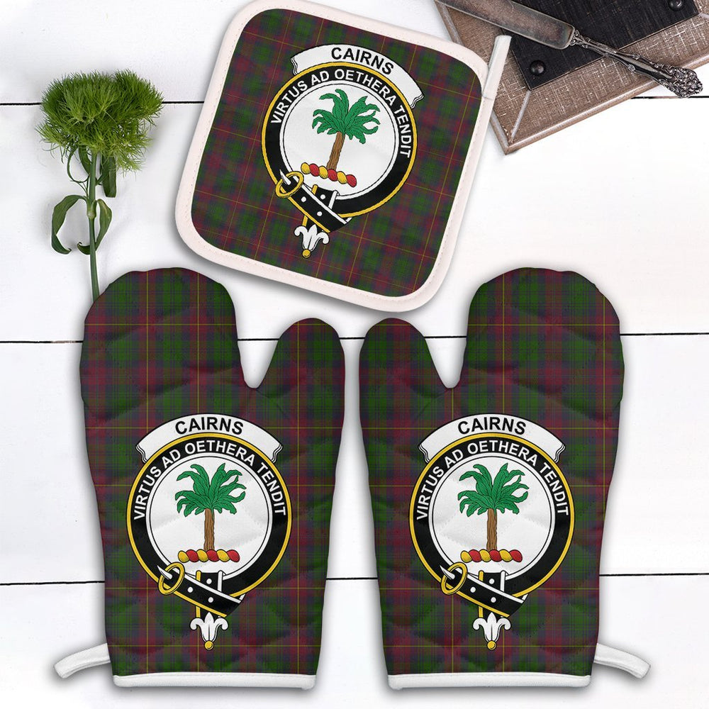 Clan Cairns Tartan Crest Oven Mitt And Pot Holder (2 Oven Mitts + 1 Pot Holder) WM73 Clan Cairns Tartan Today   