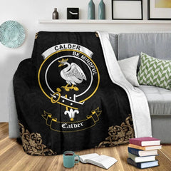 Clan Calder (Calder-Campbell) Crest Tartan Premium Blanket Black NH20 Clan Calder Tartan Today   
