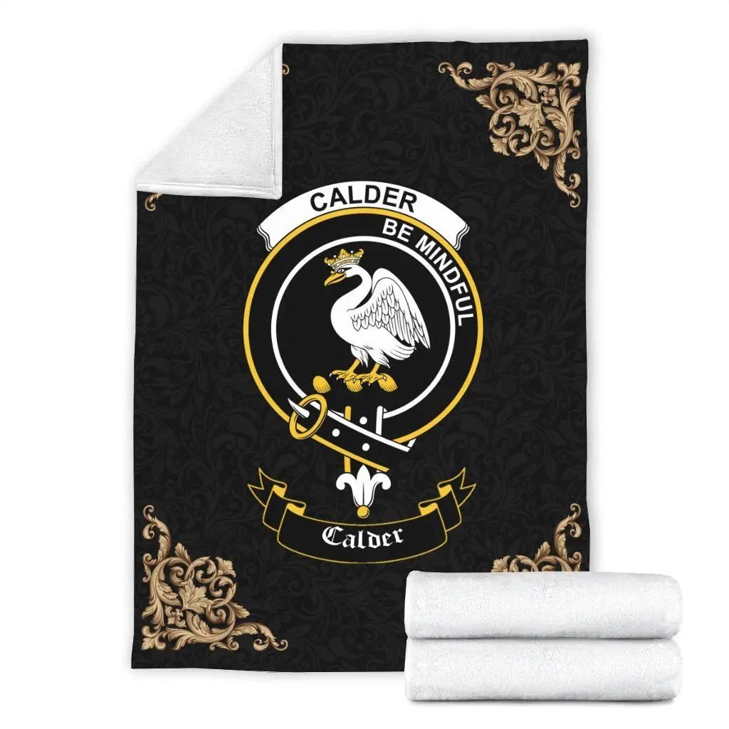 Clan Calder (Calder-Campbell) Crest Tartan Premium Blanket Black NH20 Clan Calder Tartan Today   
