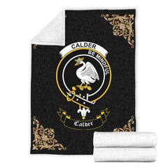 Clan Calder (Calder-Campbell) Crest Tartan Premium Blanket Black NH20 Clan Calder Tartan Today   