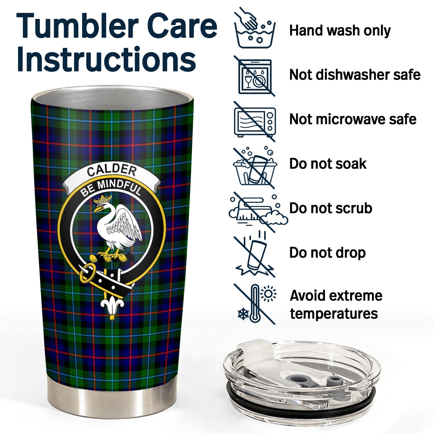 Clan Calder (Calder-Campbell) Tartan Crest Tumbler KE77 Clan Calder Tartan Today   