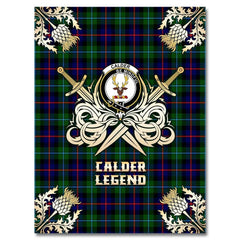Clan Calder Modern Tartan Gold Courage Symbol Blanket HP99 Clan Calder Tartan Today   