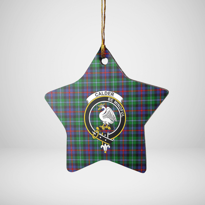 Clan Calder Tartan Crest Star Ceramic Ornament