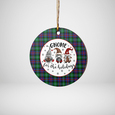 Clan Calder Tartan Gnome Round Ceramic Ornament
