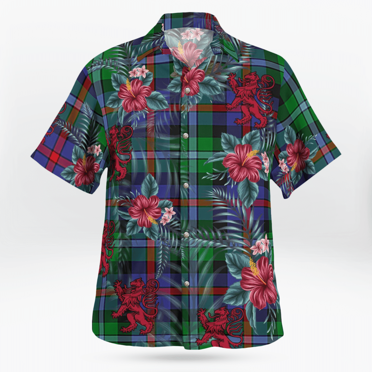 Clan Calder Tartan Scottish Lion Hawaiian Shirt AR20 Calder Tartan Tartan Hawaii Shirt   