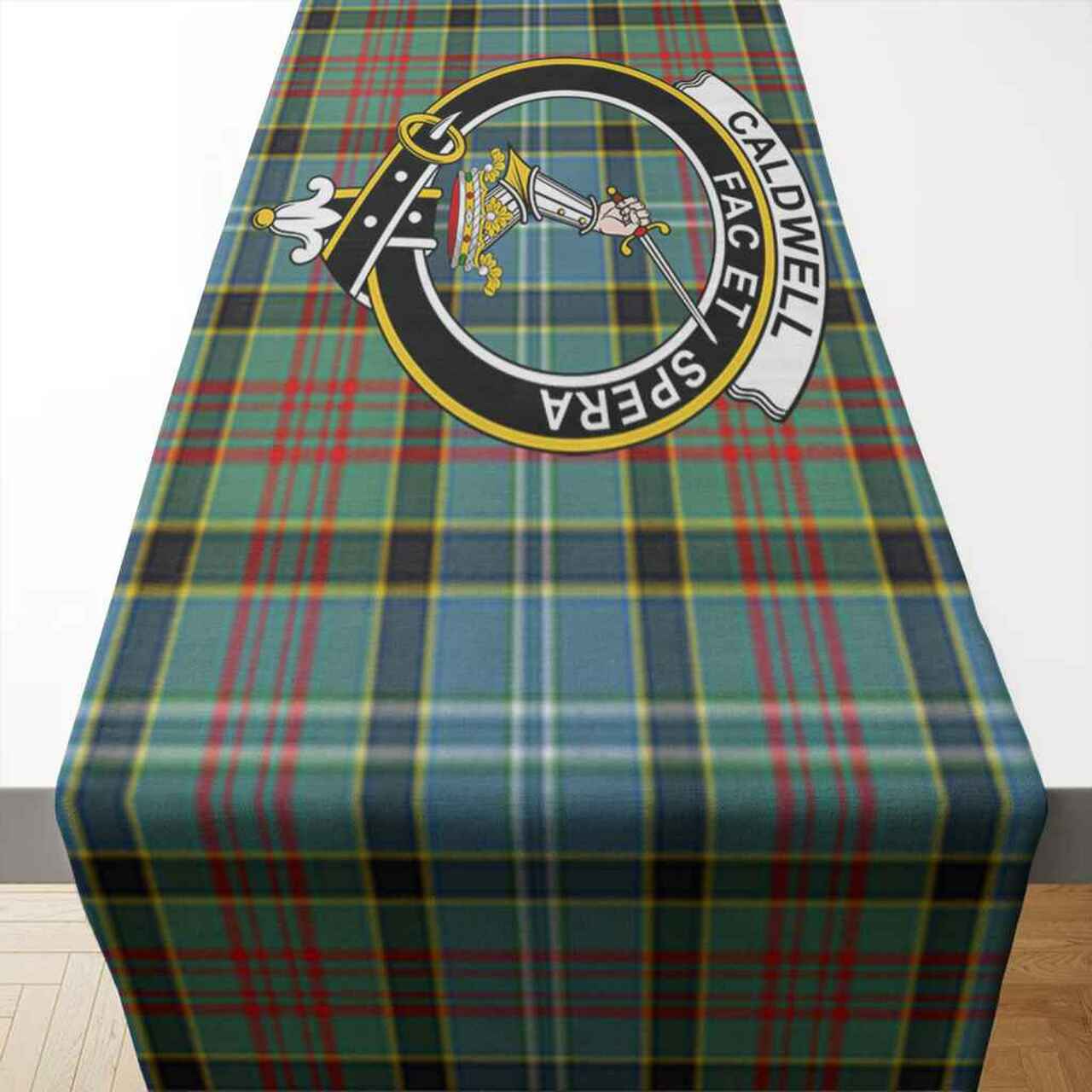 Clan Caldwell Tartan Crest Table Runner Cotton KI71 Caldwell Tartan Tartan Table Runner   