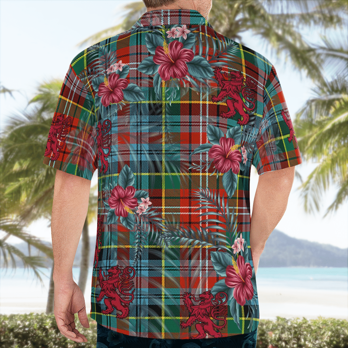 Clan Caledonia Ancient Tartan Scottish Lion Hawaiian Shirt KN98 Caledonia Ancient Tartan Tartan Hawaii Shirt   