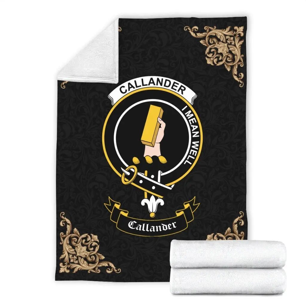 Clan Callander Crest Tartan Premium Blanket Black FU20 Clan Callander Tartan Today   