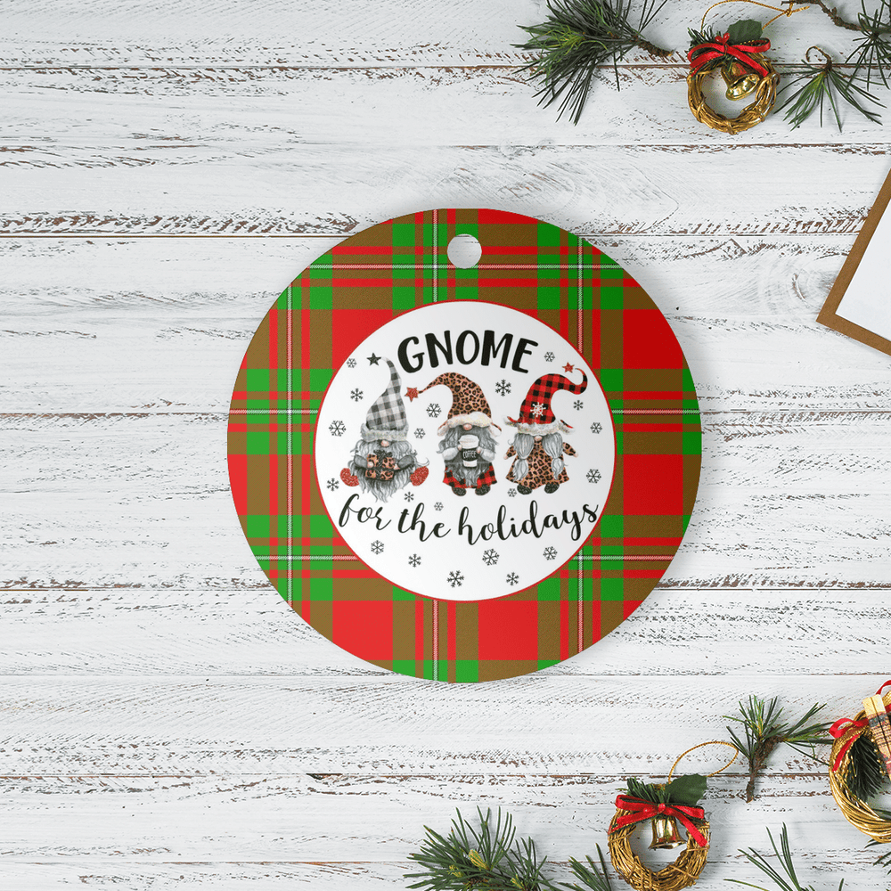Clan Callander Modern Tartan Gnome Round Ceramic Ornament AM14 Callander Modern Tartan Tartan Christmas   