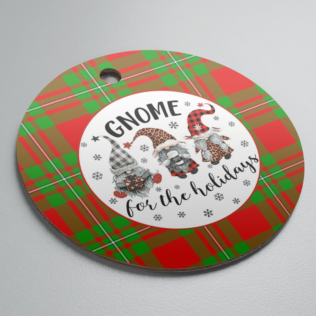 Clan Callander Modern Tartan Gnome Round Ceramic Ornament AM14 Callander Modern Tartan Tartan Christmas   