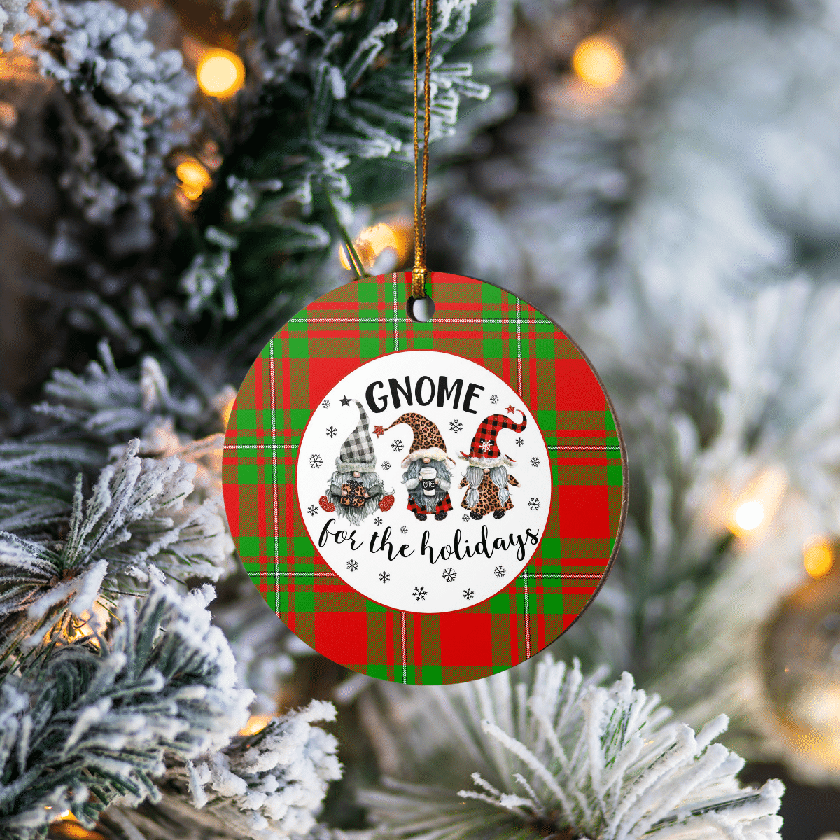 Clan Callander Modern Tartan Gnome Round Ceramic Ornament AM14 Callander Modern Tartan Tartan Christmas   