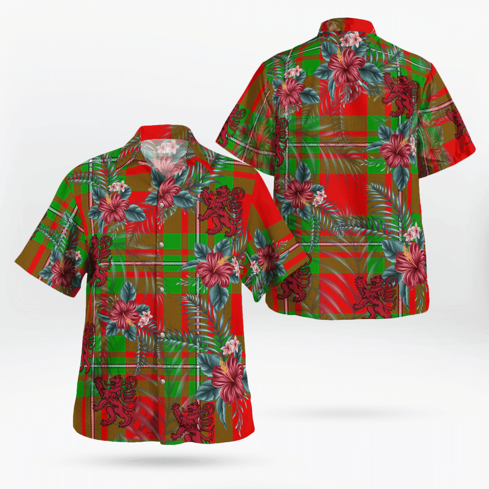 Clan Callander Modern Tartan Scottish Lion Hawaiian Shirt BR67 Callander Modern Tartan Tartan Hawaii Shirt   