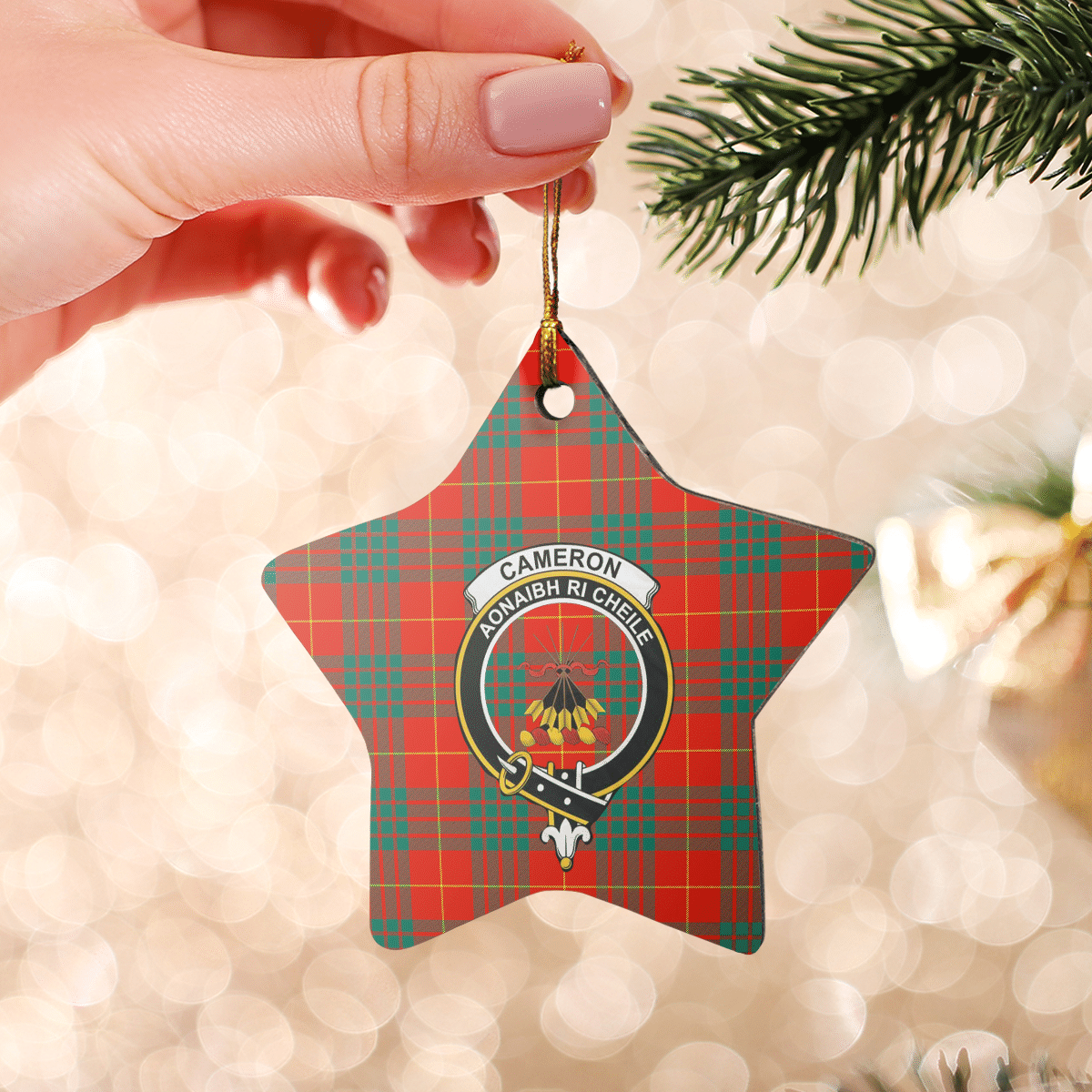 Clan Cameron Ancient Tartan Crest Star Ceramic Ornament FV21 Cameron Ancient Tartan Tartan Christmas   