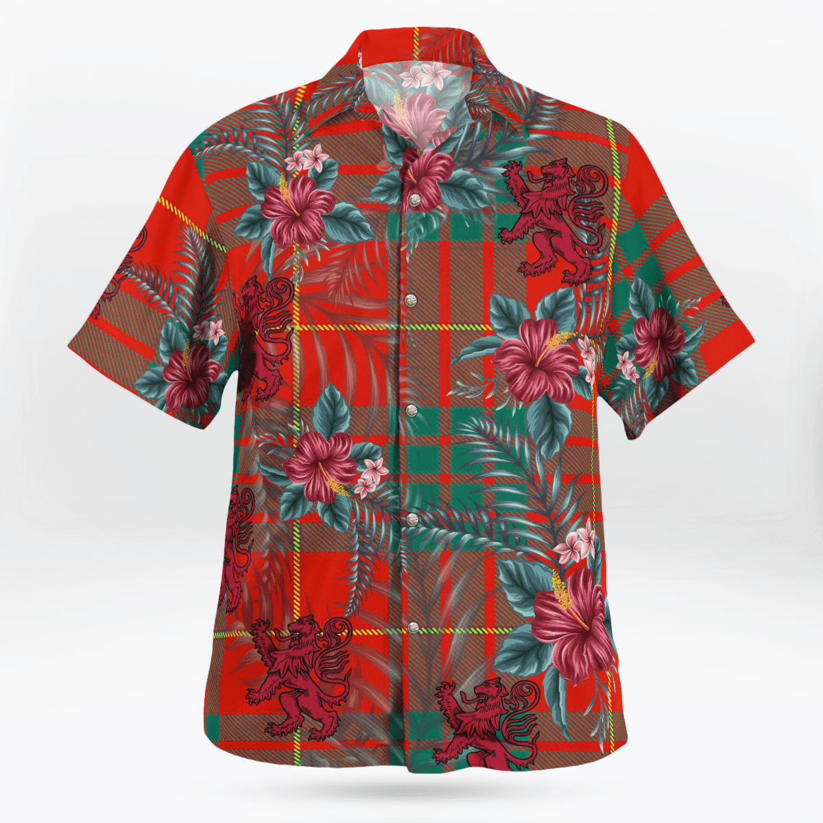 Clan Cameron Ancient Tartan Scottish Lion Hawaiian Shirt NB98 Cameron Ancient Tartan Tartan Hawaii Shirt   