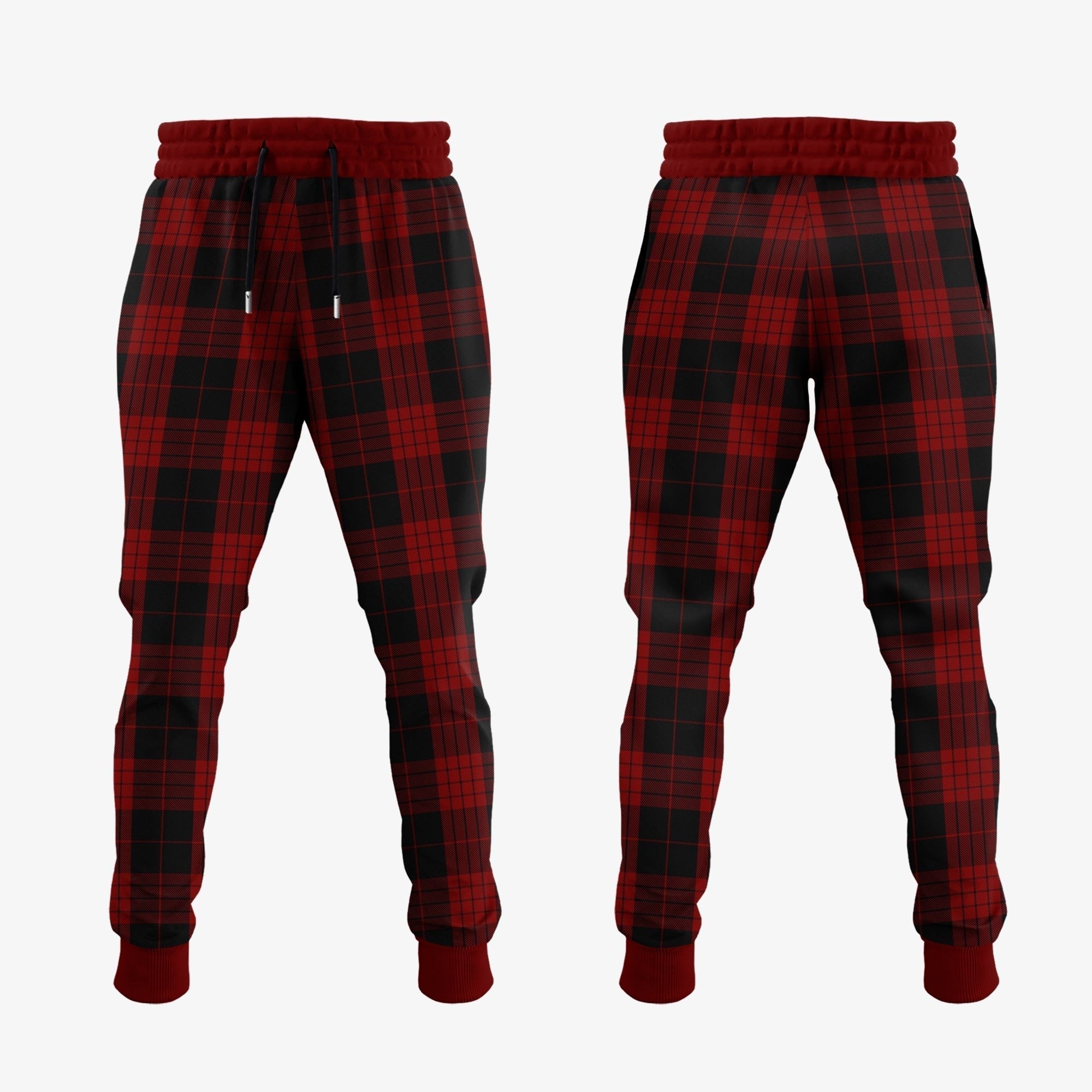 Clan Cameron Black And Red Tartan Crest Jogger Sweatpants MW18 Clan Cameron Tartan Today   