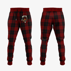 Clan Cameron Black And Red Tartan Crest Jogger Sweatpants MW18 Clan Cameron Tartan Today   