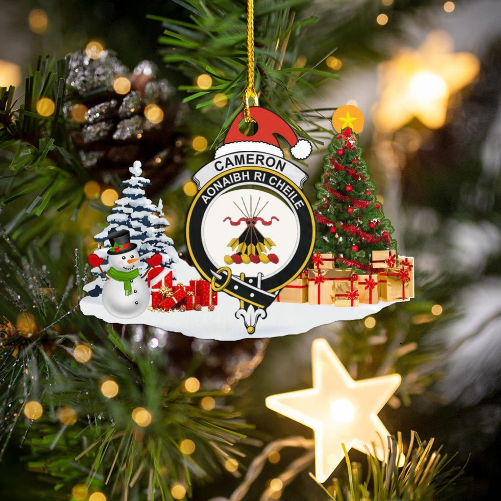Clan Cameron Crest Tartan Acrylic Christmas Ornament EN18 Cameron Tartan Tartan Christmas   