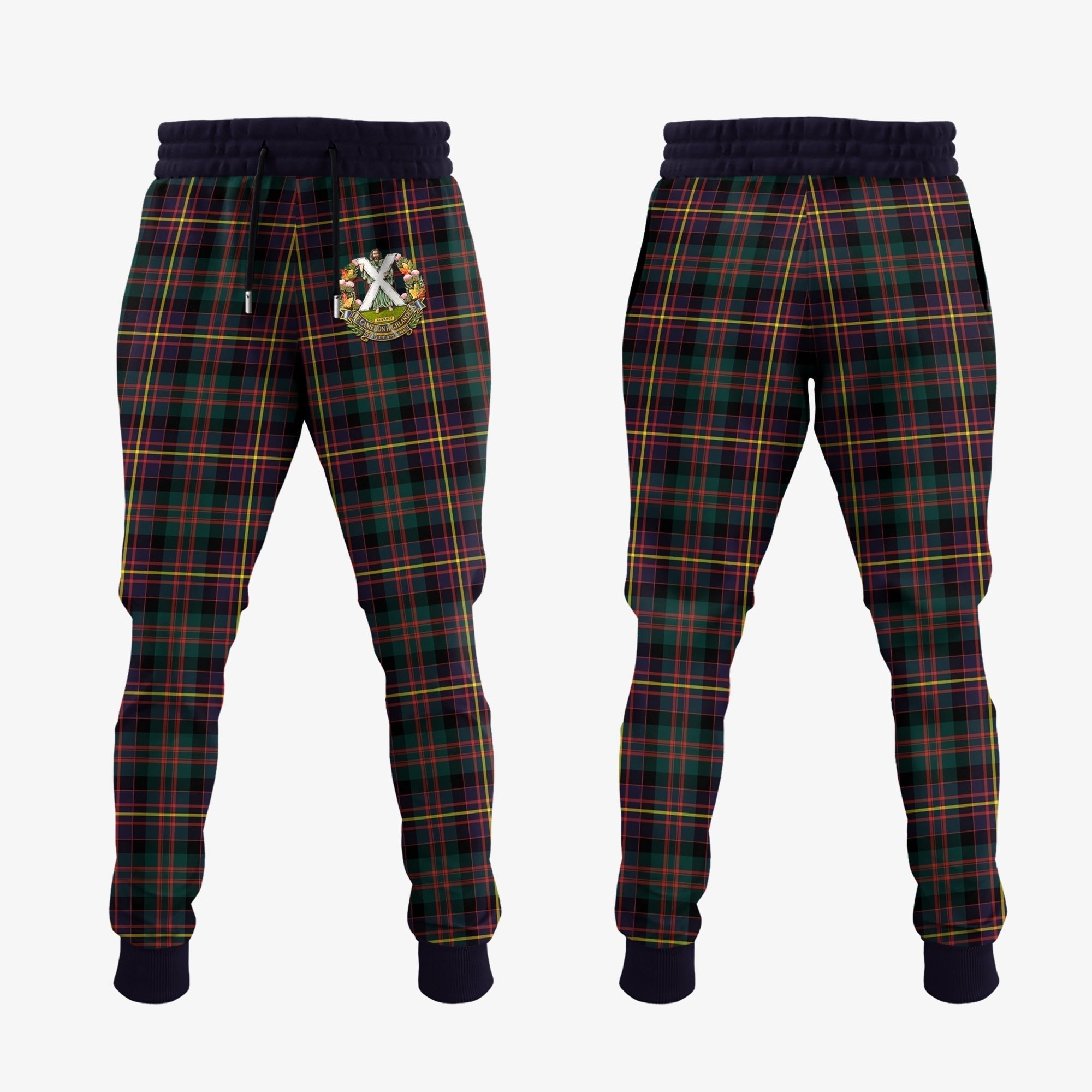 Clan Cameron Highlanders Of Ottawa Tartan Crest Jogger Sweatpants LW23 Clan Cameron Tartan Today   