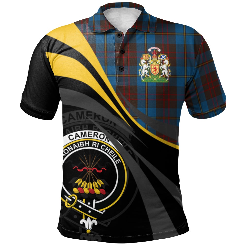 Clan Cameron Hunting Tartan Polo Shirt - Royal Coat Of Arms Style TG80 Cameron Hunting Tartan Tartan Polo   
