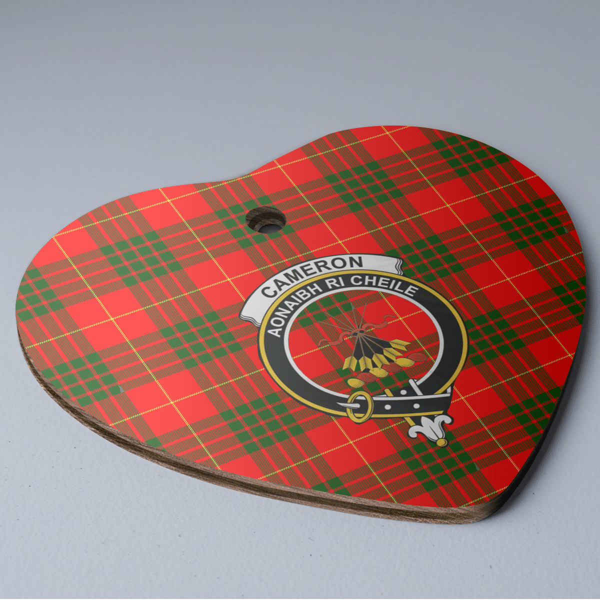 Clan Cameron Modern Tartan Crest Heart Ceramic Ornament BJ68 Cameron Modern Tartan Tartan Christmas   