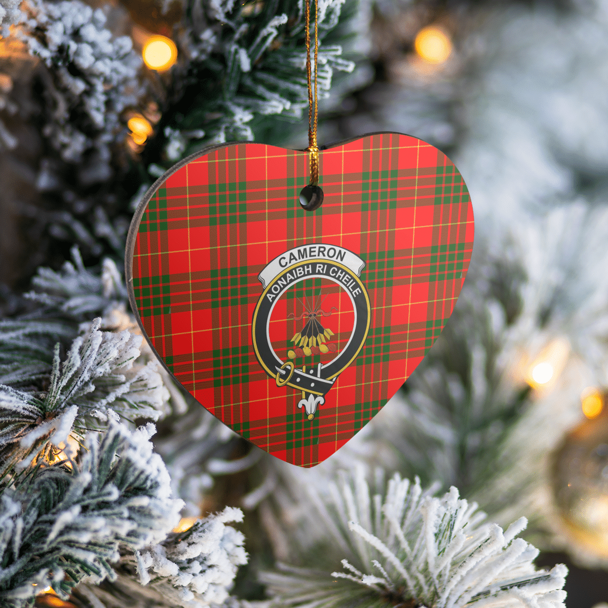Clan Cameron Modern Tartan Crest Heart Ceramic Ornament BJ68 Cameron Modern Tartan Tartan Christmas   