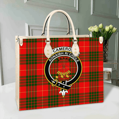 Clan Cameron Modern Tartan Crest Leather Bag CQ80 Clan Cameron Tartan Today   