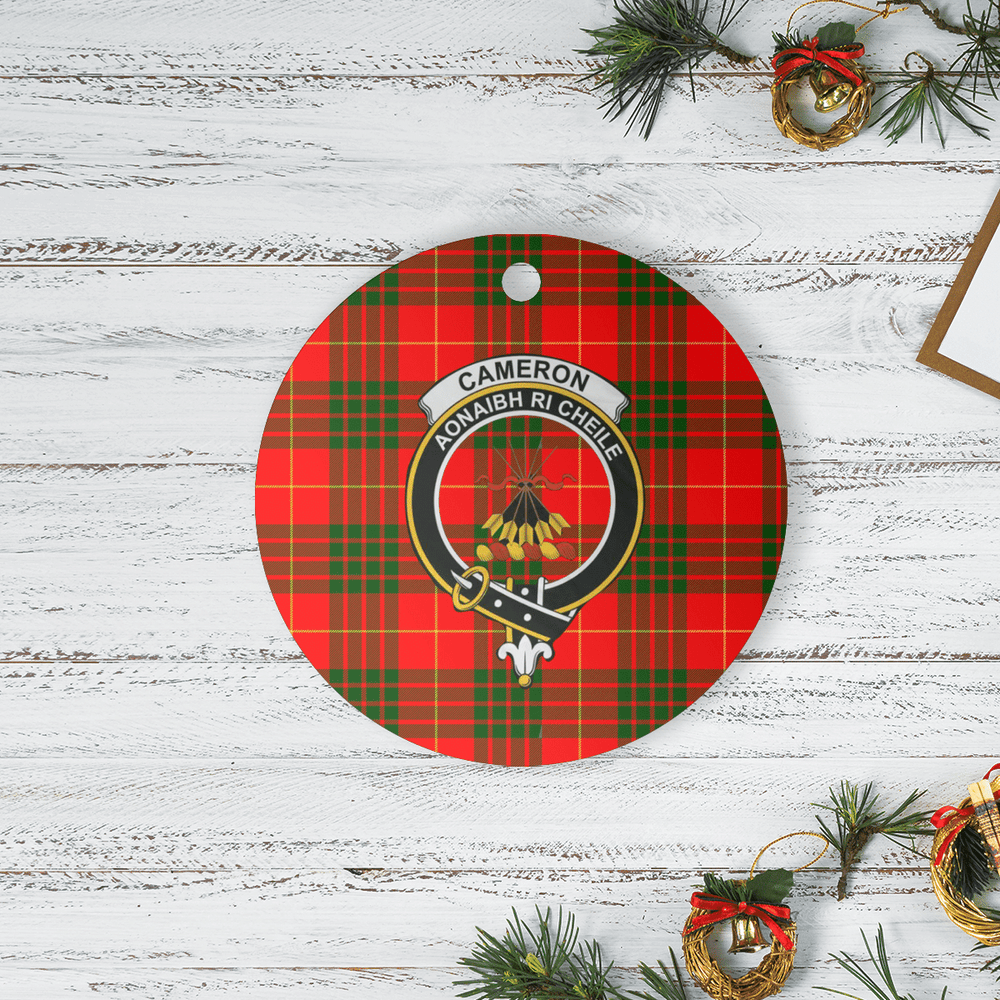 Clan Cameron Modern Tartan Crest Round Ceramic Ornament TG63 Cameron Modern Tartan Tartan Christmas   
