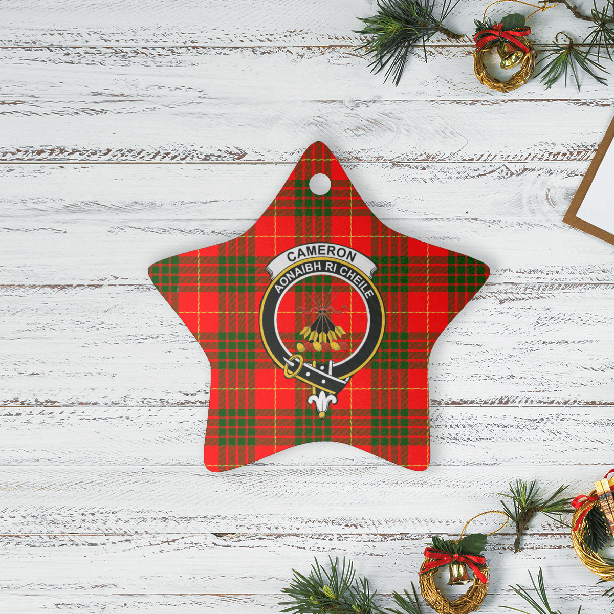 Clan Cameron Modern Tartan Crest Star Ceramic Ornament AJ44 Cameron Modern Tartan Tartan Christmas   