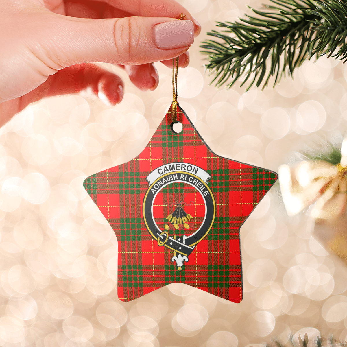 Clan Cameron Modern Tartan Crest Star Ceramic Ornament AJ44 Cameron Modern Tartan Tartan Christmas   